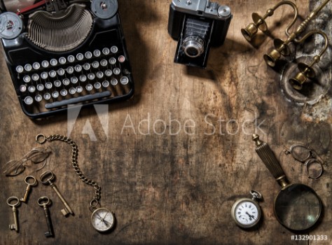 Picture of Antique typewriter vintage items photo camera